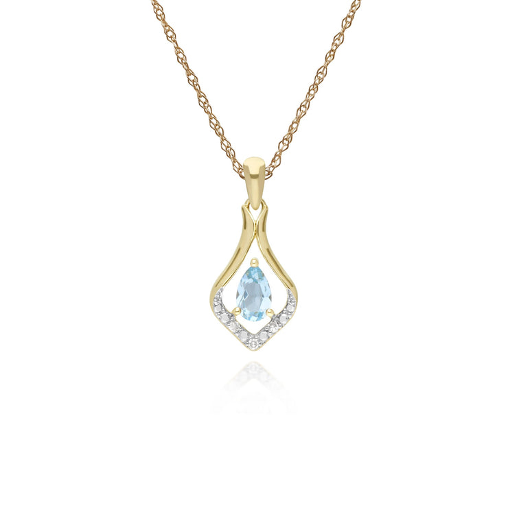 Classic Blue Topaz & Sapphire Leaf Pendant Image 1