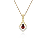 Classic Garnet & Diamond Leaf Drop Earrings & Pendant Set Image 3