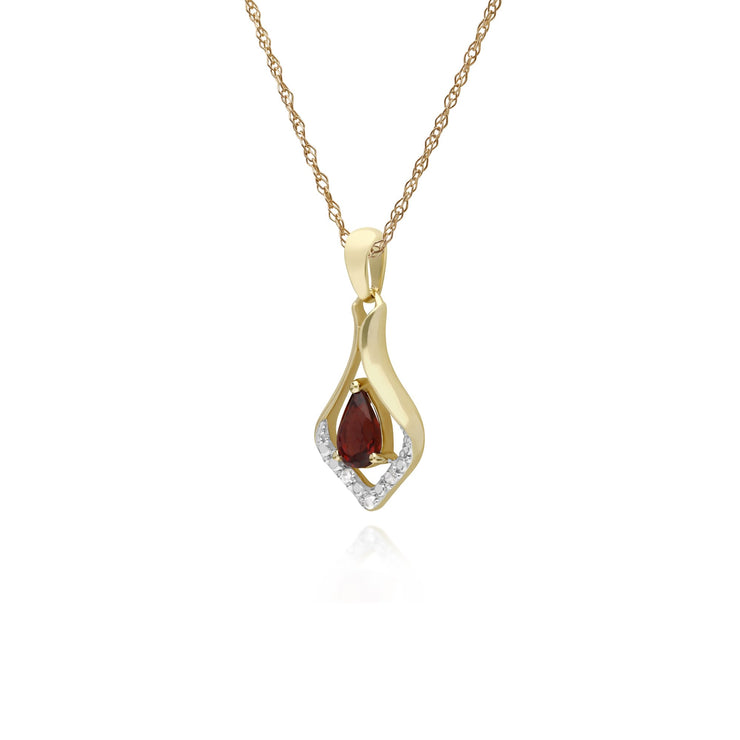 Classic Garnet & Sapphire Leaf Pendant Image 2