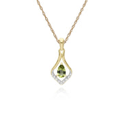 Classic Peridot & Diamond Leaf Drop Earrings & Pendant Set Image 3