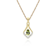 Classic Peridot & Diamond Leaf Drop Earrings & Pendant Set Image 3