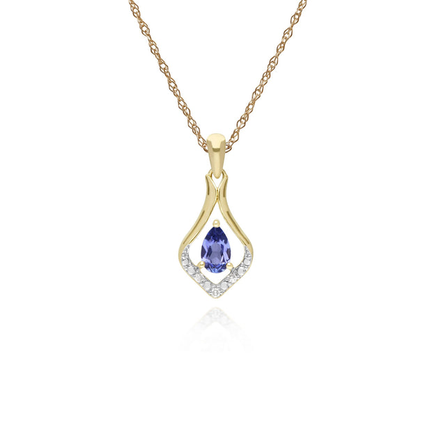 Classic Tanzanite & Sapphire Leaf Pendant Image 1