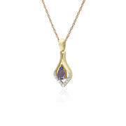 Classic Tanzanite & Sapphire Leaf Pendant Image 2