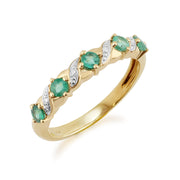Emerald and Diamond Half Eternity Ring Image 2