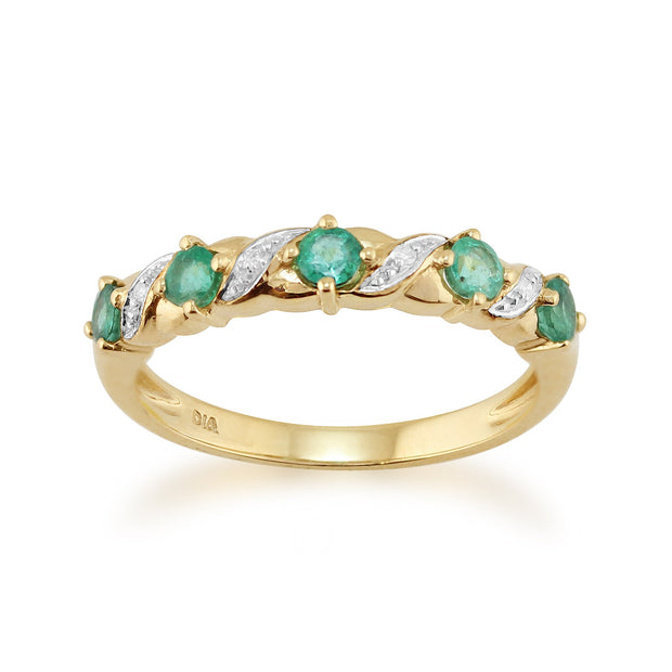 Emerald and Diamond Half Eternity Ring Image 1