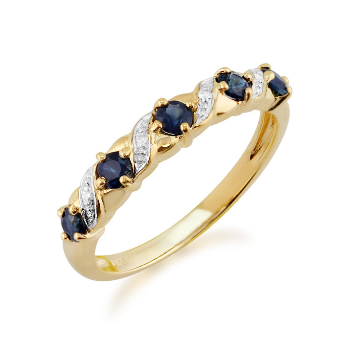 Sapphire and Diamond Half Eternity Ring Image 2
