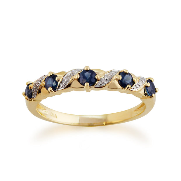 Sapphire and Diamond Half Eternity Ring Image 1