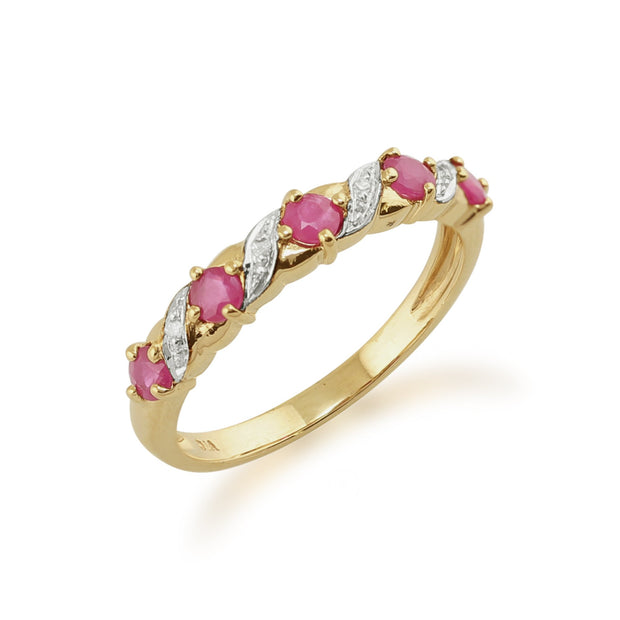 Ruby and Diamond Half Eternity Ring Image 2