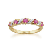 Ruby and Diamond Half Eternity Ring Image 1