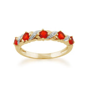 Gemondo 9ct Yellow Gold 0.26ct Fire Opal & Diamond Half Eternity Ring Image 1