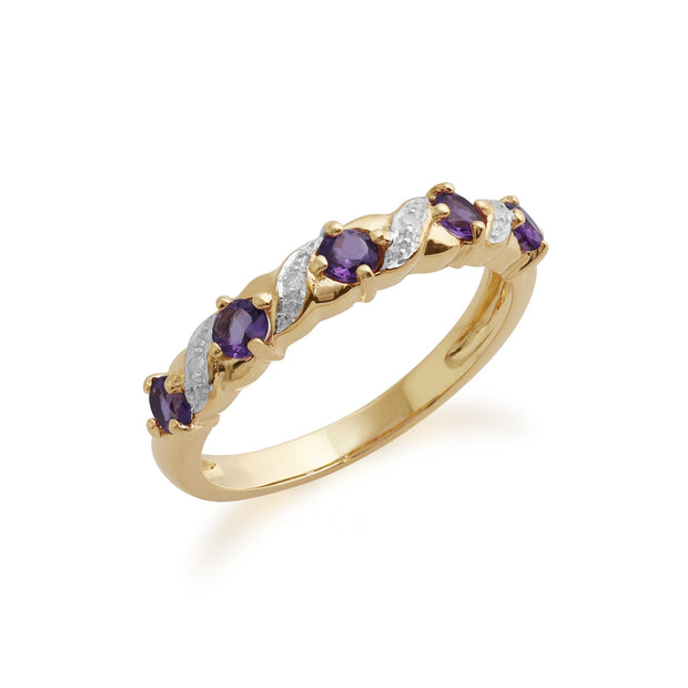 Amethyst and Diamond Half Eternity Ring Image 2