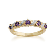 Amethyst and Diamond Half Eternity Ring Image 1