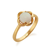 Gemondo 9ct Yellow Gold 0.63ct 4 Claw Set Opal Cabochon Single Stone Ring Image 2