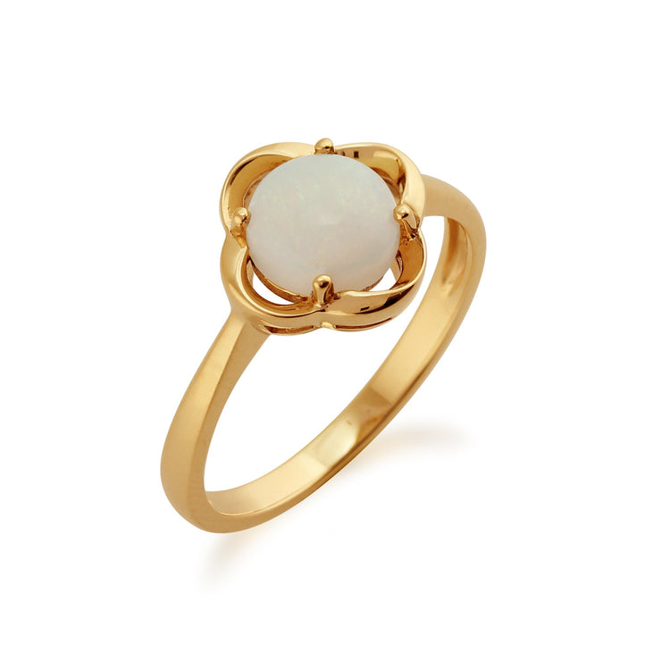 Gemondo 9ct Yellow Gold 0.63ct 4 Claw Set Opal Cabochon Single Stone Ring Image 2