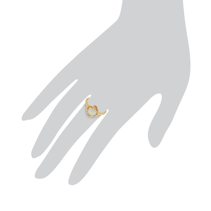 Gemondo 9ct Yellow Gold 0.63ct 4 Claw Set Opal Cabochon Single Stone Ring Image 3