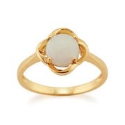 Gemondo 9ct Yellow Gold 0.63ct 4 Claw Set Opal Cabochon Single Stone Ring Image 1