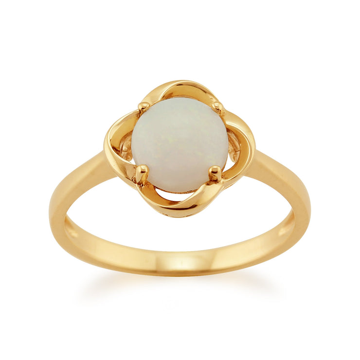 Gemondo 9ct Yellow Gold 0.63ct 4 Claw Set Opal Cabochon Single Stone Ring Image 1