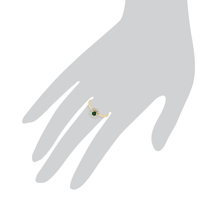 Gemondo 9ct Yellow Gold 0.20ct Emerald & Diamond Floral Ring Image 3