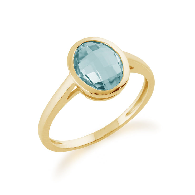 Gemondo 9ct Yellow Gold 2.30ct Oval Blue Topaz Luminosity Ring Image 2