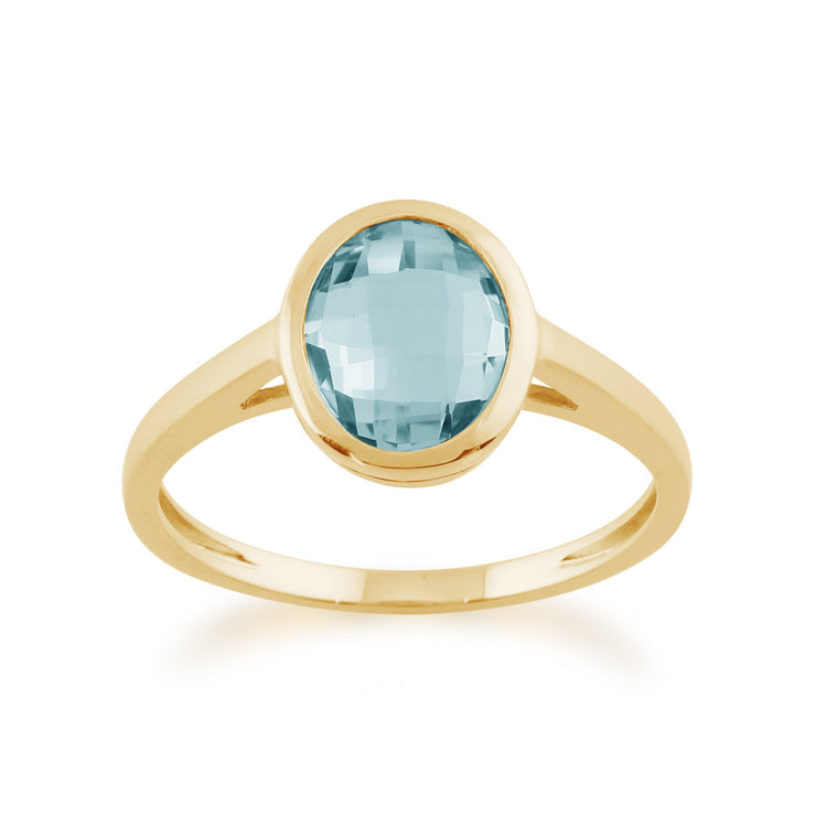 Gemondo 9ct Yellow Gold 2.30ct Oval Blue Topaz Luminosity Ring Image 1