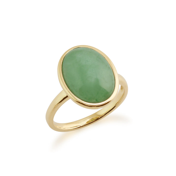 Classic Green Jade Bezel Pendant & Cocktail Ring Set Image 3