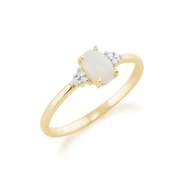 Gemondo 9ct Yellow Gold 0.29ct Opal & Diamond Ring Image 2