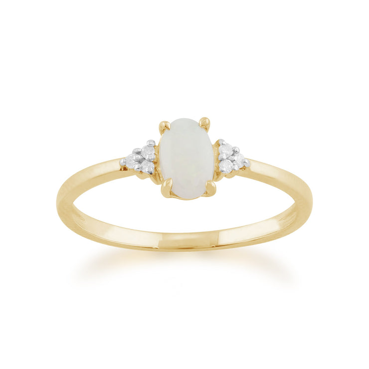 Gemondo 9ct Yellow Gold 0.29ct Opal & Diamond Ring Image 1