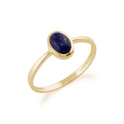 Gemondo 9ct Yellow Gold 0.56ct Lapis Lazuli Single Stone Oval Framed Ring Image 2