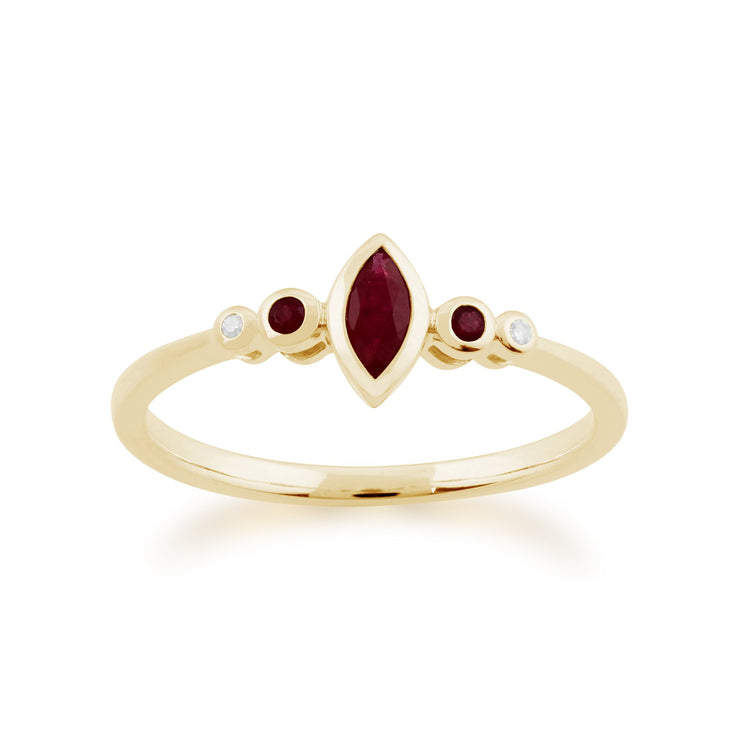 Gemondo 9ct Yellow Gold 0.18ct Ruby & 1pt Diamond Ring Image 1