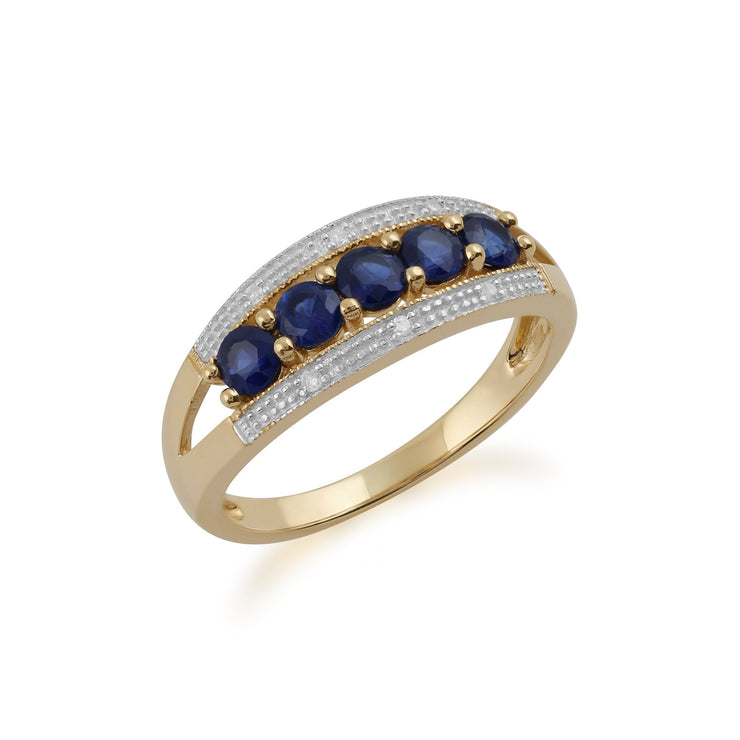 Gemondo 9ct Yellow Gold 0.83ct Sapphire & Diamond Ring Image 2