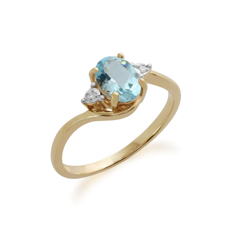 Gemondo 9ct Yellow Gold 0.97ct Blue Topaz & Diamond Ring Image 1
