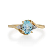 Gemondo 9ct Yellow Gold 0.97ct Blue Topaz & Diamond Ring Image 2