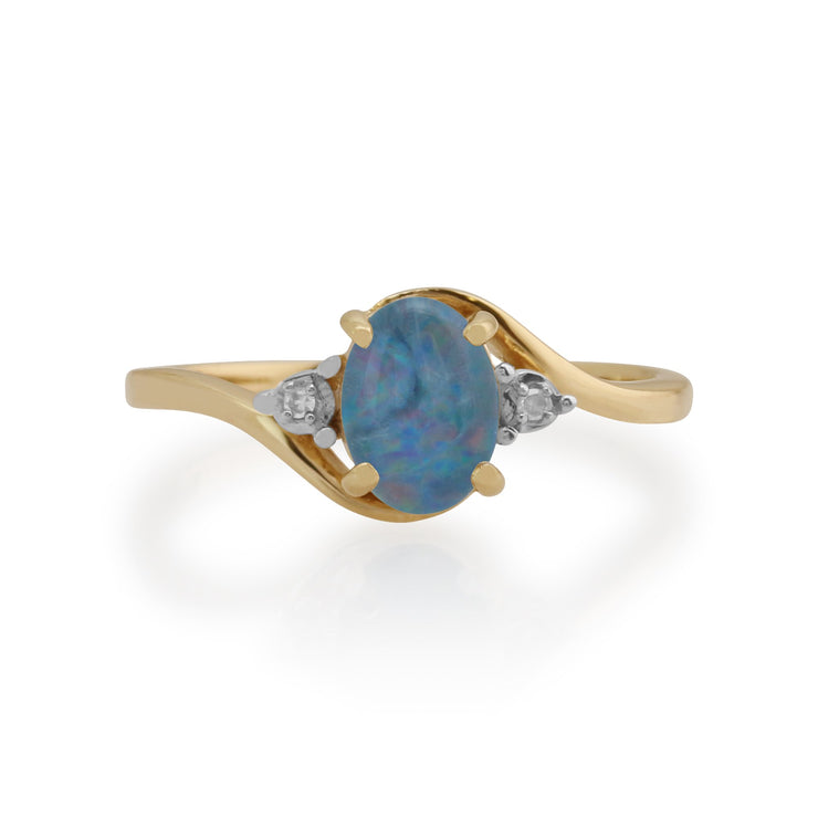 Gemondo 9ct Yellow Gold 0.68ct Triplet Opal & Diamond Ring Image 2