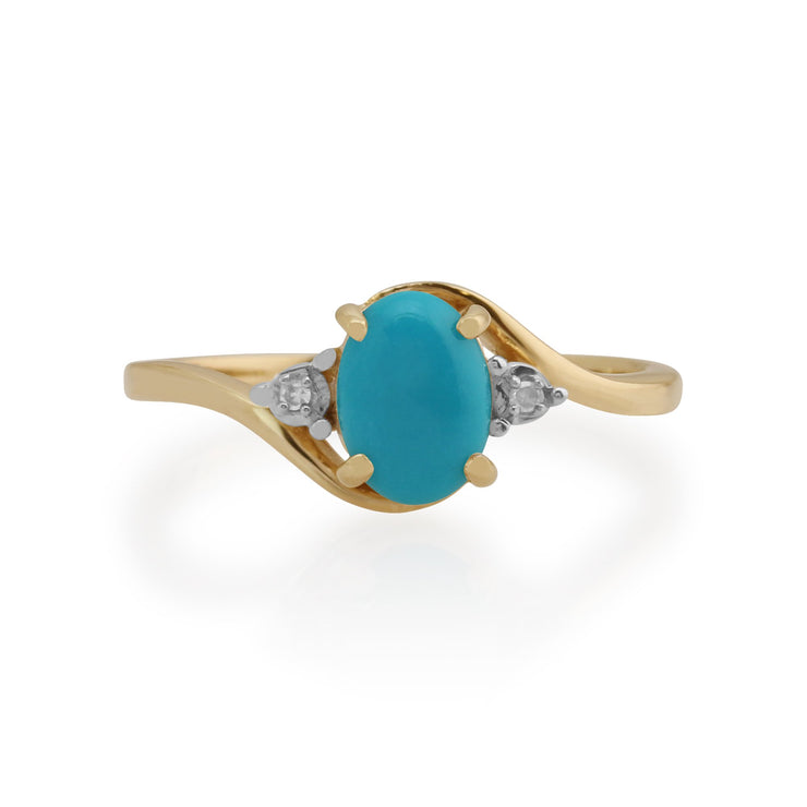 Gemondo 9ct Yellow Gold 0.66ct Turquoise & Diamond Ring Image 2