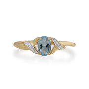 Gemondo 9ct Yellow Gold 0.39ct Aquamarine & Diamond Ring Image 2