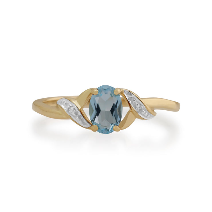 Gemondo 9ct Yellow Gold 0.39ct Aquamarine & Diamond Ring Image 2