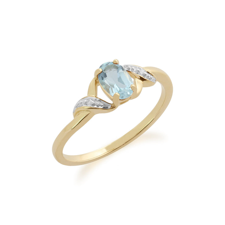 Gemondo 9ct Yellow Gold 0.56ct Blue Topaz & Diamond Ring Image 1