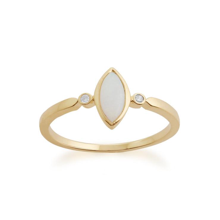 Gemondo 9ct Yellow Gold 0.25ct Opal & Diamond Ring Image 2