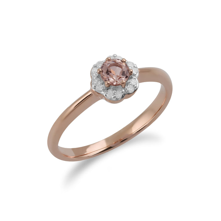 Morganite and Diamond Flower Ring Image 3