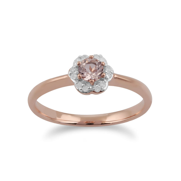 Floral Morganite & Diamond Earring & Ring Set Image 3