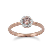 Morganite and Diamond Flower Ring Image 1