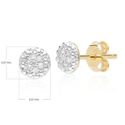 Diamond Pave Round Stud Earrings in 9ct Yellow Gold