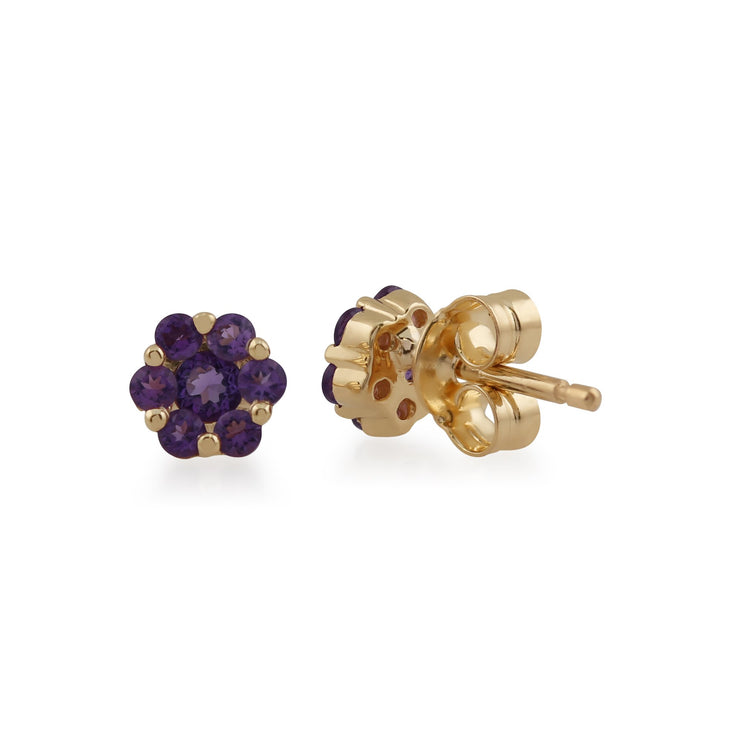 Floral Amethyst Cluster Stud Earrings Image 2