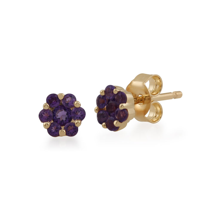 Floral Amethyst Cluster Stud Earrings Image 1