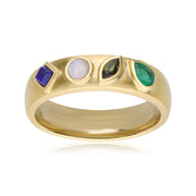 Coded Whispers Brushed Gold 'Love' Acrostic Gemstone Ring