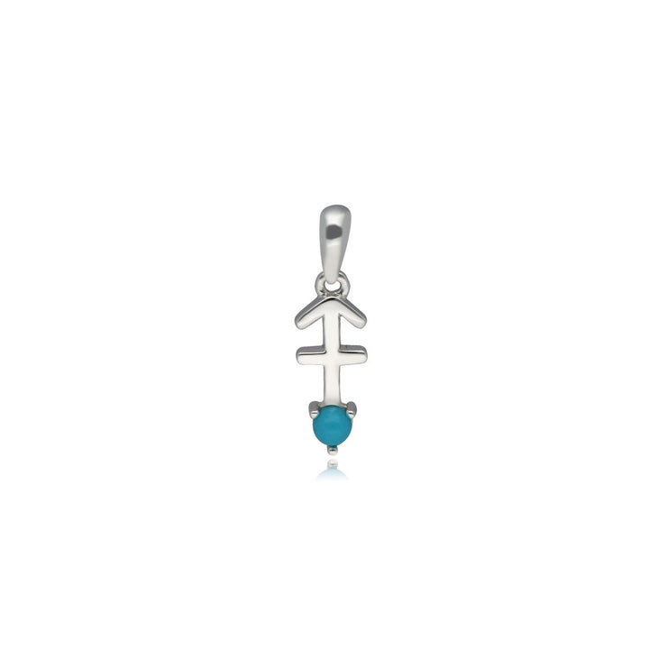 Turquoise Sagittarius Zodiac Charm Necklace in 9ct White Gold