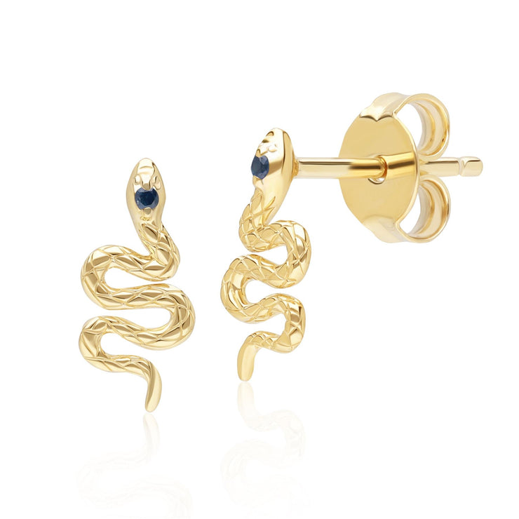 ECFEW™ Sapphire Snake Wrap Stud Earrings in 9ct Yellow Gold