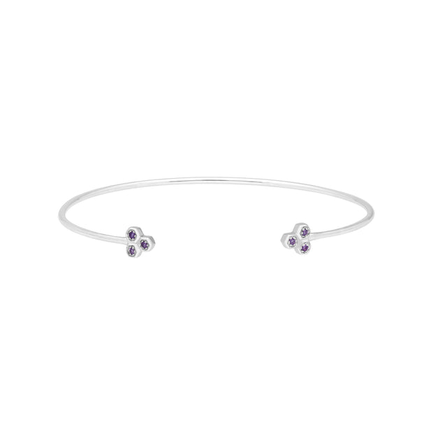 Amethyst Trilogy Geometric Bangle in 9ct White Gold