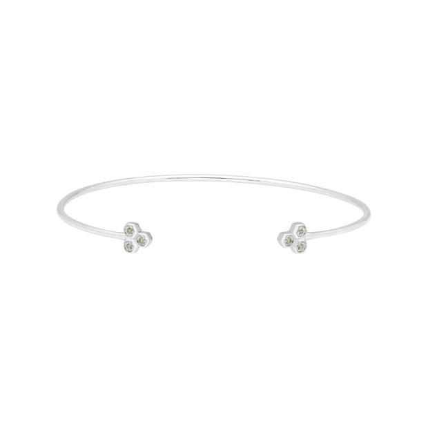 Peridot Trilogy Geometric Bangle in 9ct White Gold