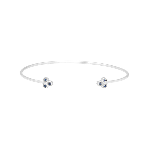 Sapphire Trilogy Geometric Bangle in 9ct White Gold